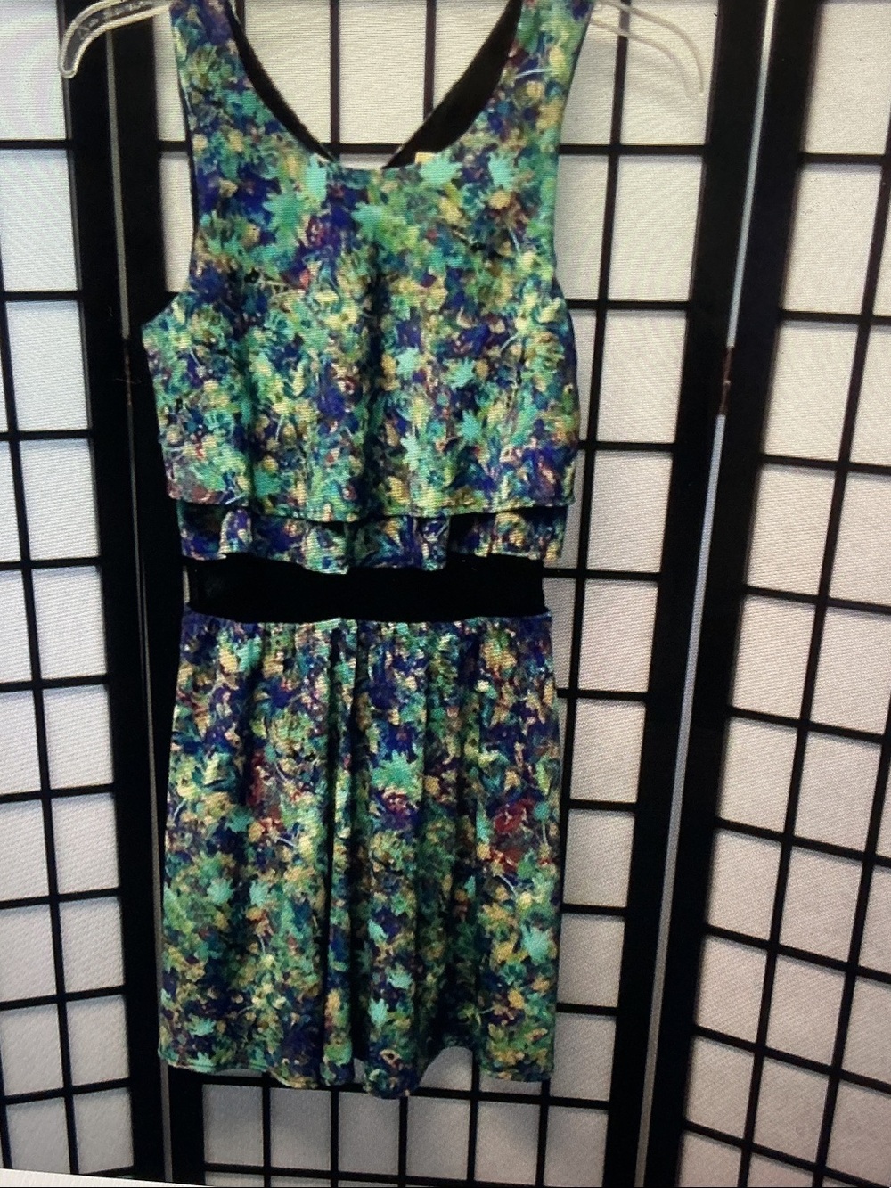 Green & Blue Floral Two-Piece Dress Set
